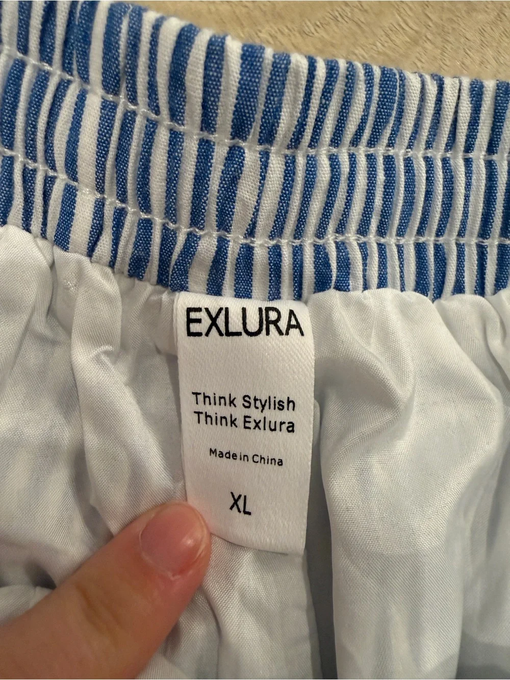 Exlura Blue and White Striped Sleeveless matching Set